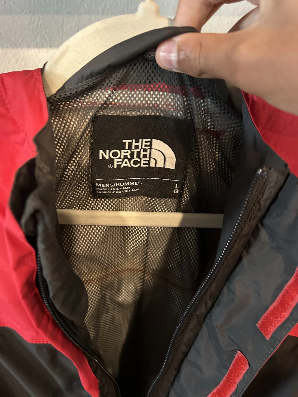 The North Face Red and Black Hooded Windbreaker Jacket